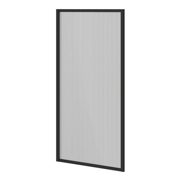Arezzo Fluted Glass Matt Black Framed Fixed Round Single Ended Shower Bath - Image 4