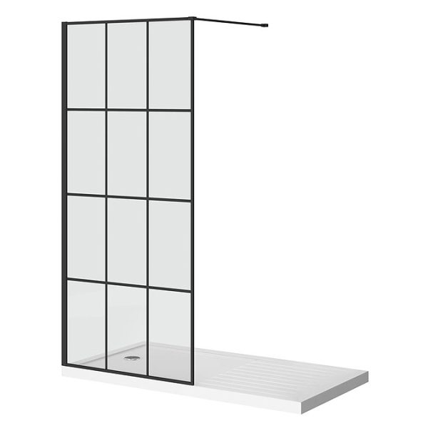 Arezzo 1700 x 800 Matt Black Grid Wet Room (inc. Screen + Tray) - Image 3