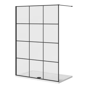 Arezzo 1400 x 800 Matt Black Grid Wet Room (inc. 1400 Screen + Tray)