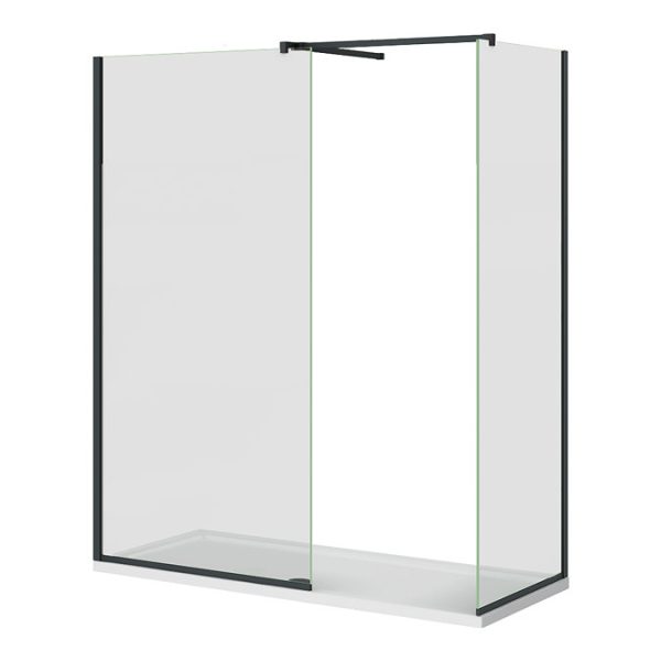 Arezzo Matt Black 10mm Glass 1700 x 700 Wet Room (with Screen, Side Panel + Tray) - Image 5