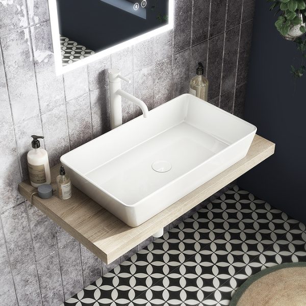 Arezzo Round Matt White High Rise Mono Basin Mixer Tap - Image 2
