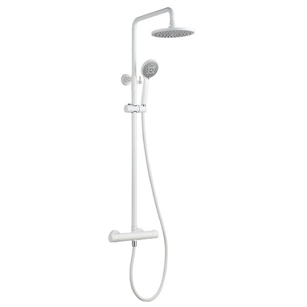 Arezzo Round Thermostatic Shower   Matt White - Image 2
