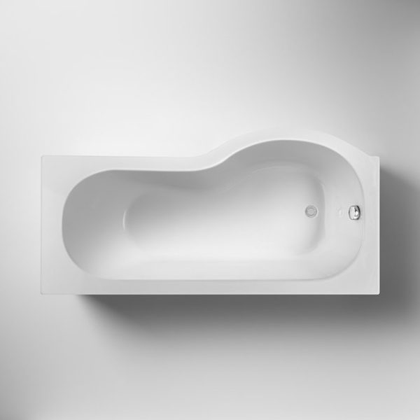 Arezzo 1700mm P Shaped Shower Bath with Screen & Front Panel   Matt Black - Image 4