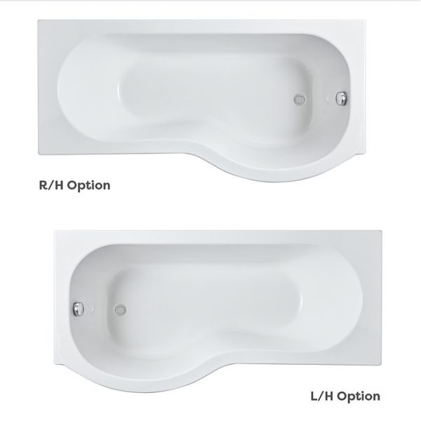 Arezzo 1700mm P Shaped Shower Bath with Screen & Front Panel   Matt Black - Image 2