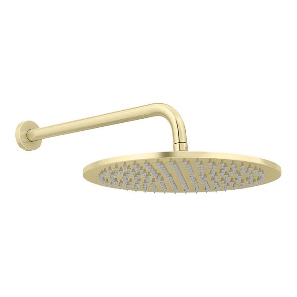 Arezzo Brushed Brass Industrial Style Push Button Shower Valve with Diverter, Handset, Fixed Shower Head + 4 Body Jets - Image 4