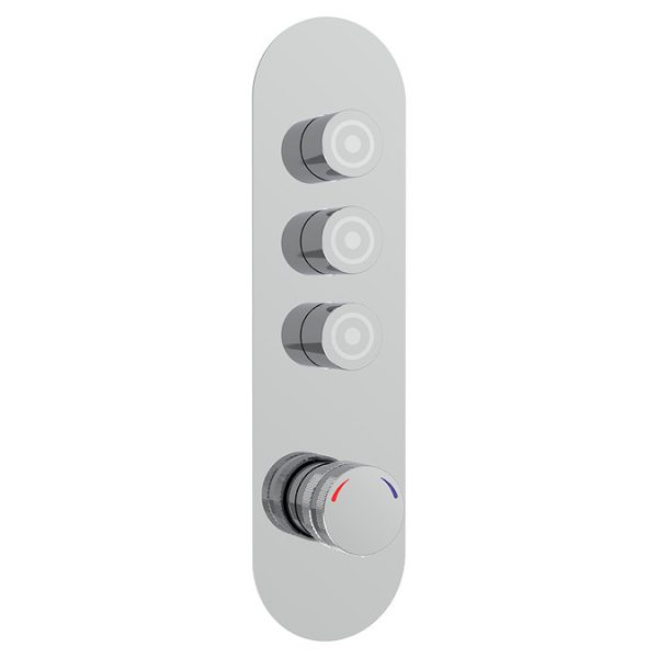Arezzo Chrome Industrial Style Push Button Shower Valve with Diverter, Handset, Fixed Shower Head + 4 Body Jets - Image 4