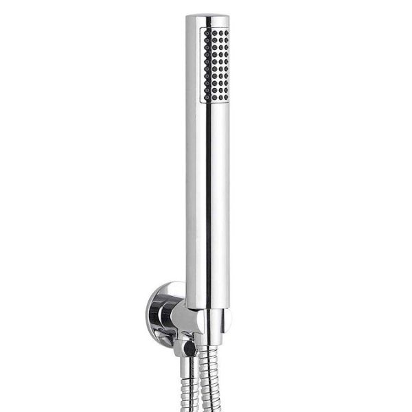 Arezzo Chrome Industrial Style Push Button Shower Valve with Diverter, Handset, Fixed Shower Head + 4 Body Jets - Image 2
