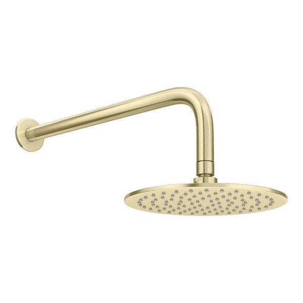 Arezzo Brushed Brass Push Button Shower with Handset + Rainfall Shower Head - Image 5