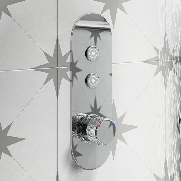 Arezzo Chrome Push Button Shower with Handset + Rainfall Shower Head - Image 3