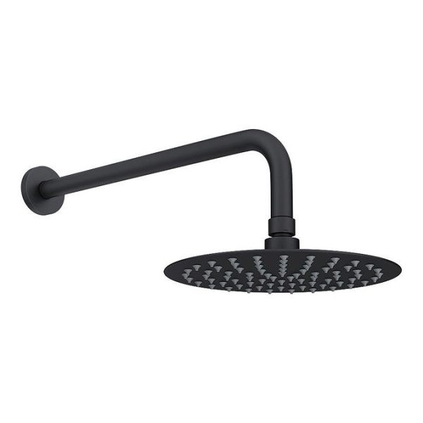 Arezzo Matt Black Push Button Shower with Handset + Rainfall Shower Head - Image 5