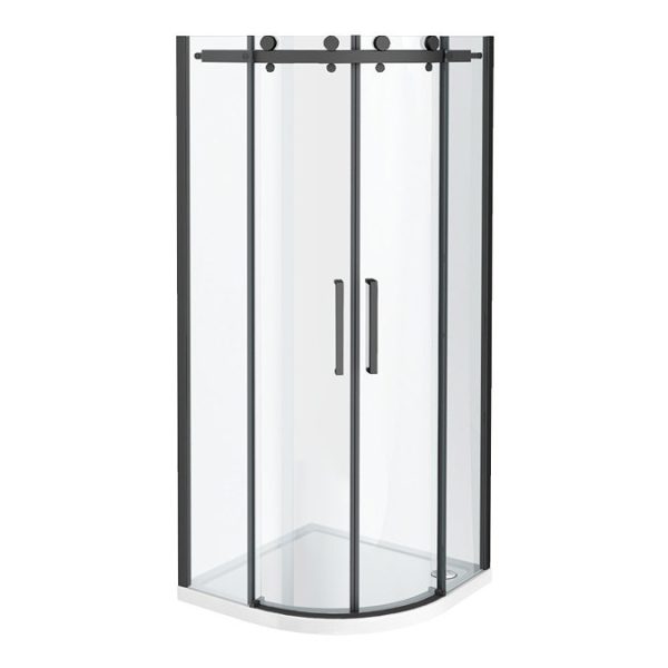 Arezzo Matt Black 800 x 800mm Frameless Quadrant Shower Enclosure - Image 5