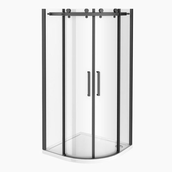 Arezzo Matt Black 900 x 900mm Frameless Quadrant Shower Enclosure - Image 5