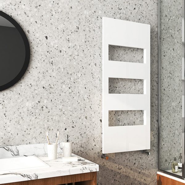 Arezzo White 1200 x 500 Designer Panel Radiator with Towel Rails - Image 2
