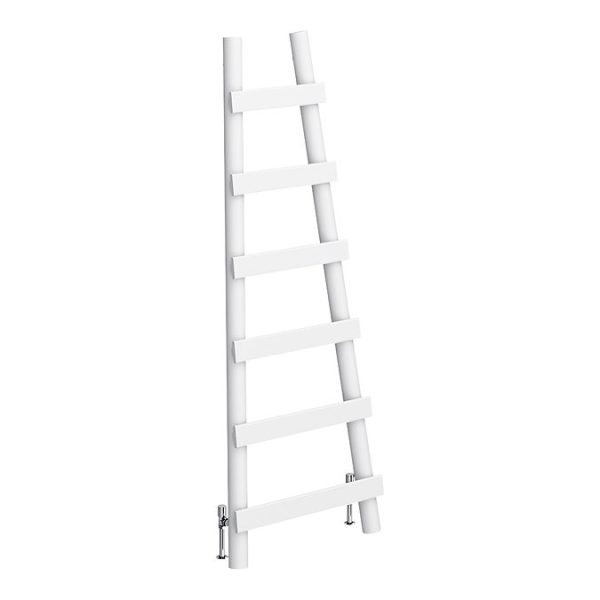 Arezzo White Leaning Ladder 1600 x 600 Heated Towel Rail - Image 2