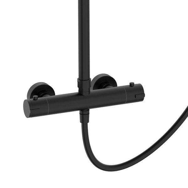 Arezzo Deluxe Cool Touch Round Thermostatic Shower (250mm Head   Matt Black) - Image 6