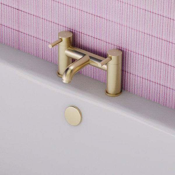 Arezzo Round Brushed Brass Tap Package (Bath + Basin Tap) - Image 5