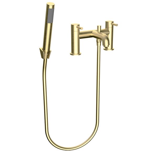 Arezzo Round Brushed Brass Bath Shower Mixer Tap with Shower Kit - Image 3
