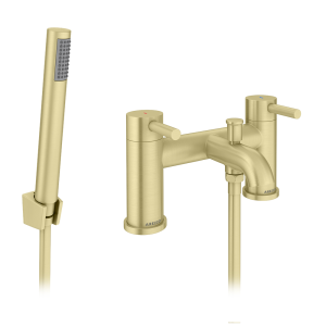 Arezzo Round Brushed Brass Bath Shower Mixer Tap with Shower Kit