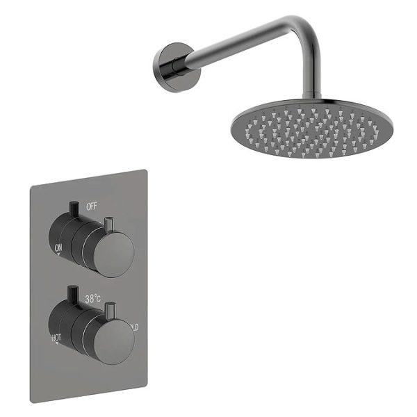 Arezzo Twilight Black Chrome Round Shower Package with Concealed Valve + Head - Image 6