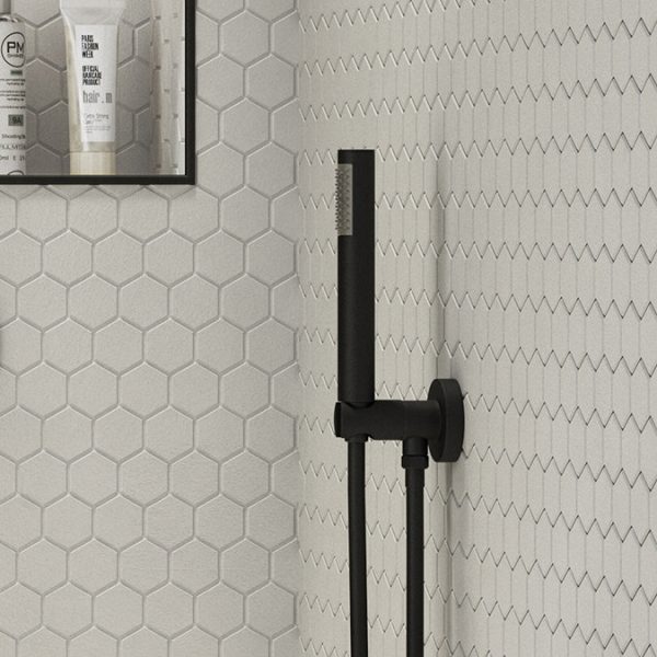 Arezzo Matt Black Round Concealed Triple Shower Valve with Diverter, Handset, Fixed Shower Head + 4 Body Jets - Image 6