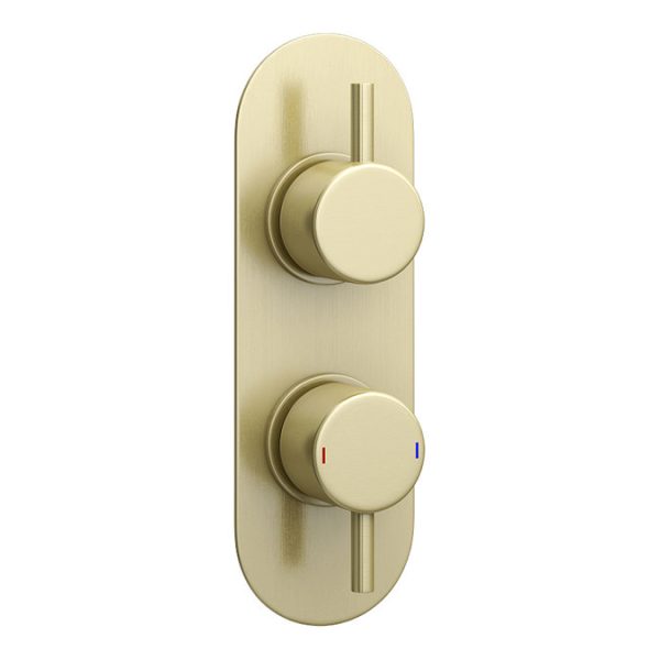 Arezzo Brushed Brass Round Shower System with Diverter, Fixed Head + 4 Body Jets (Oval Faceplate) - Image 3