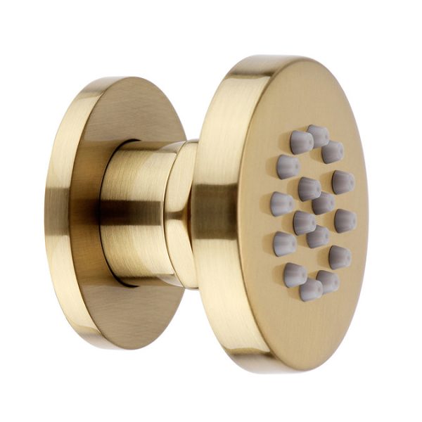 Arezzo Brushed Brass Round Shower System with Diverter, Fixed Head + 4 Body Jets (Oval Faceplate) - Image 5