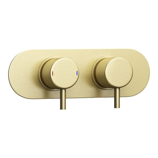 Arezzo Brushed Brass Round Shower System with Diverter, Fixed Head + 4 Body Jets (Oval Faceplate) - Image 2