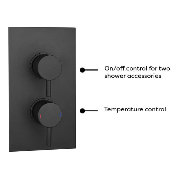 Arezzo Matt Black Round Shower System with Diverter, Fixed Shower Head + 4 Body Jets - Image 6