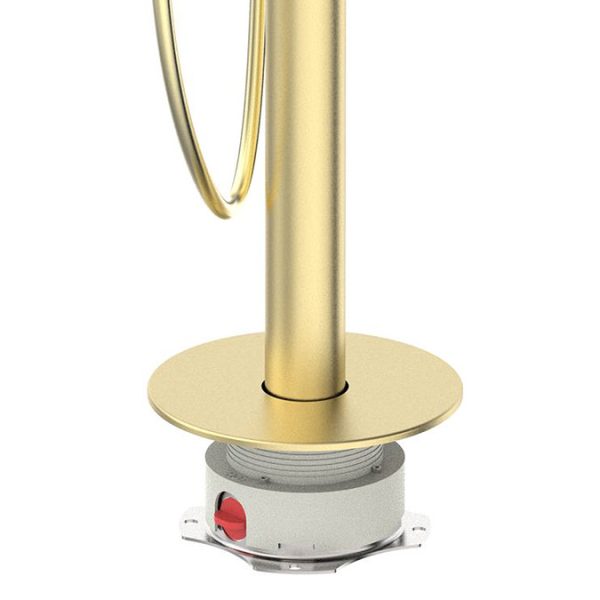 Arezzo Round Thermostatic Floor Mounted Freestanding Bath Shower Mixer Brushed Brass - Image 4