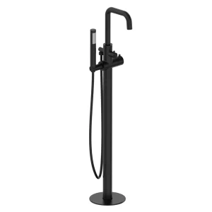 Arezzo Round Thermostatic Floor Mounted Freestanding Bath Shower Mixer Matt Black