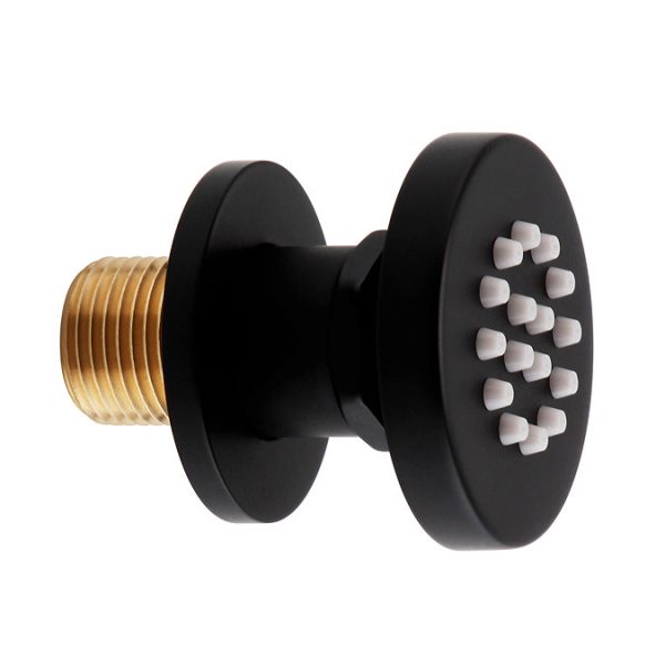 Arezzo Matt Black Round Concealed Triple Shower Valve with Fixed Head + 4 Body Jets - Image 6