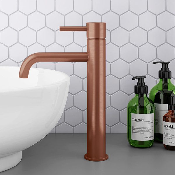 Arezzo Round Copper High Rise Mono Basin Mixer Tap - Image 2