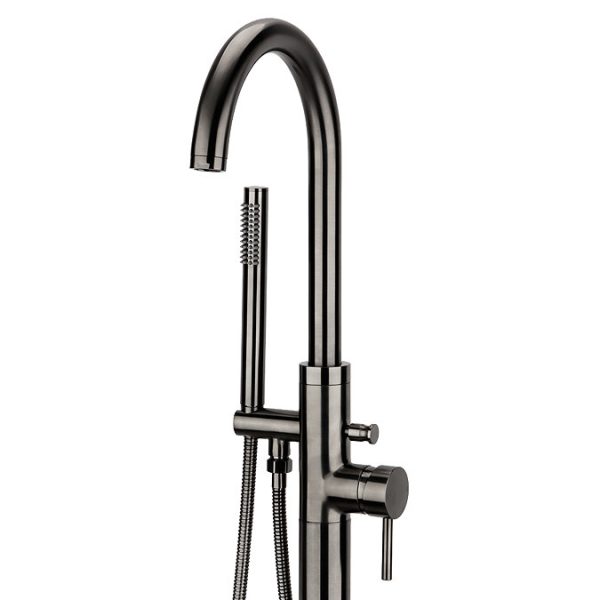 Arezzo Gunmetal Grey Freestanding Bath Tap with Shower Mixer - Image 3