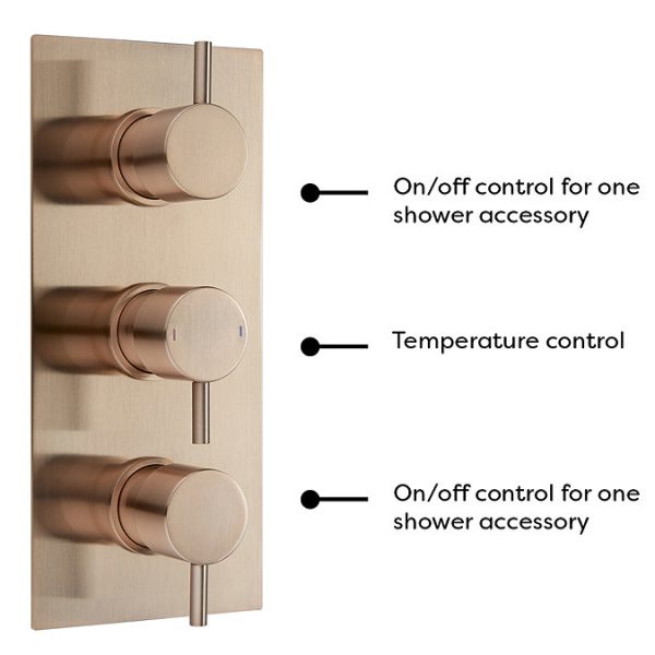 Arezzo Rose Gold Round Thermostatic Shower Pack with Ceiling Mounted Head + Handset - Image 3