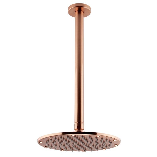 Arezzo Rose Gold Round Thermostatic Shower Pack with Ceiling Mounted Head + Handset - Image 2