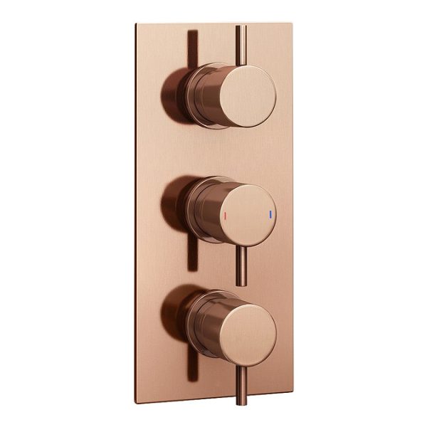Arezzo Rose Gold Round Thermostatic Shower Pack with Wall Mounted Head + Handset - Image 3