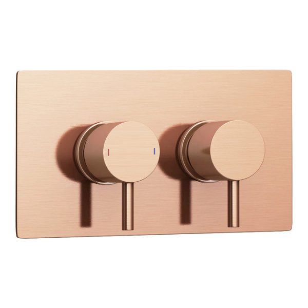 Arezzo Rose Gold Round Shower System (Twin Valve with Diverter, Wall Mounted Head + Handset) - Image 5