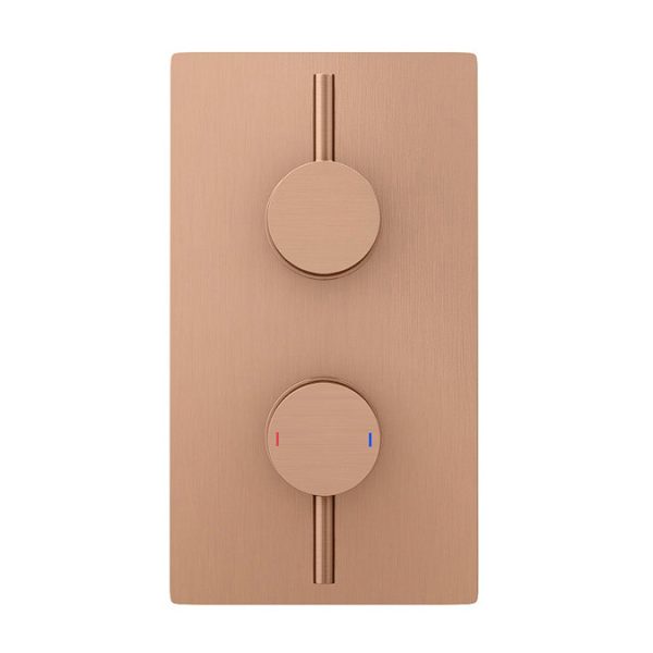 Arezzo Rose Gold Round Shower System (Twin Valve with Diverter, Wall Mounted Head + Handset) - Image 6