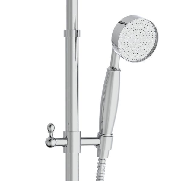 Arezzo Chrome Industrial Style Rigid Riser Kit with Diverter + Dual Exposed Shower Valve - Image 4