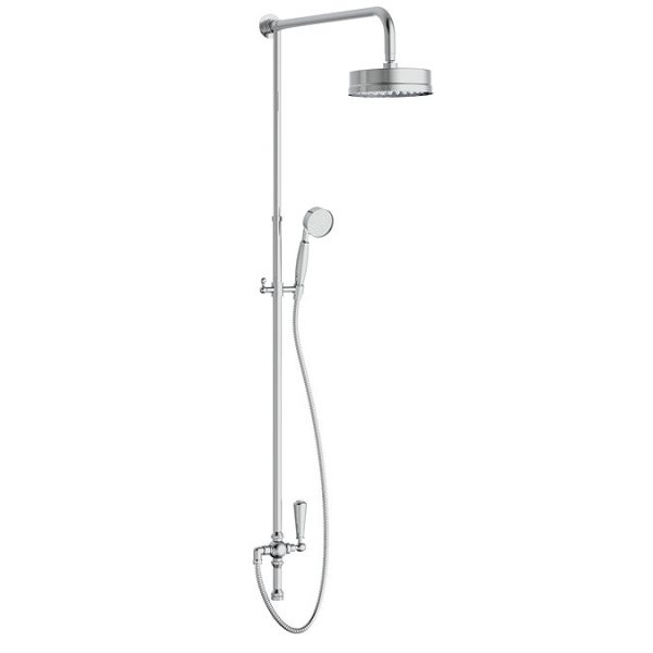 Arezzo Chrome Industrial Style Rigid Riser Kit with Diverter + Dual Exposed Shower Valve - Image 3
