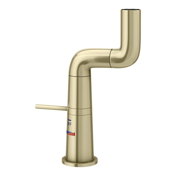Arezzo Basin Mixer Tap with 360 Degree Rotating Spout Brushed Brass - Image 2