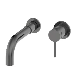 Arezzo Twilight Black Chrome Round Wall Mounted (2TH) Basin Mixer Tap