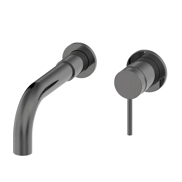 Arezzo Twilight Black Chrome Round Wall Mounted (2TH) Basin Mixer Tap