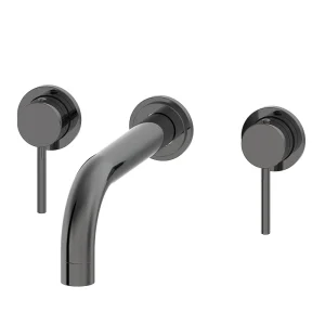 Arezzo Twilight Black Chrome Round Wall Mounted (3TH) Basin Mixer Tap