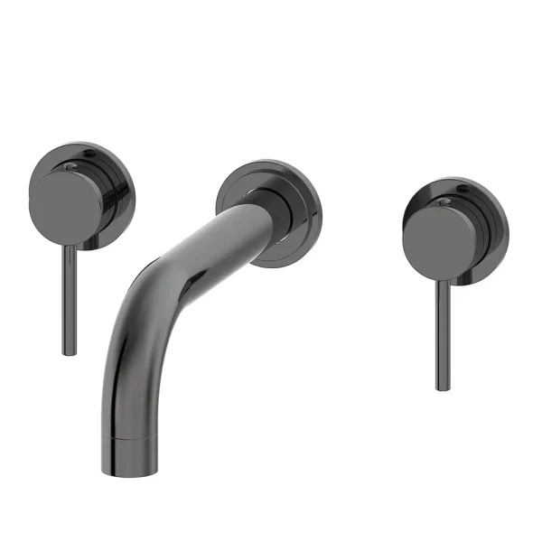 Arezzo Twilight Black Chrome Round Wall Mounted (3TH) Basin Mixer Tap
