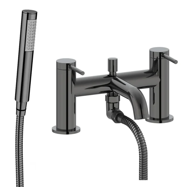 Arezzo Twilight Black Chrome Round Bath Shower Mixer incl. Shower Kit