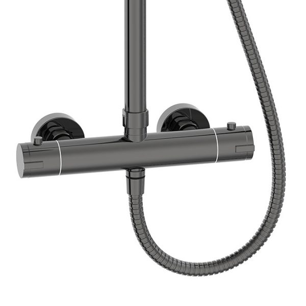 Arezzo Deluxe Cool Touch Round Thermostatic Shower (300mm Head   Twilight Black Chrome) - Image 2