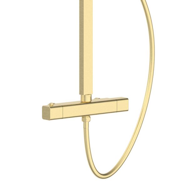 Arezzo Deluxe Cool Touch Square Thermostatic Shower (300 x 300mm Head   Brushed Brass) - Image 6