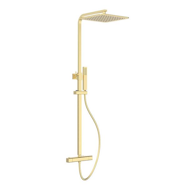Arezzo Deluxe Cool Touch Square Thermostatic Shower (300 x 300mm Head   Brushed Brass) - Image 8