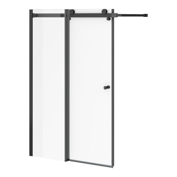 Arezzo Square Single Ended Bath with Matt Black Sliding Bath Screen - Image 3